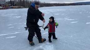 Icefishing in Alaska with kids